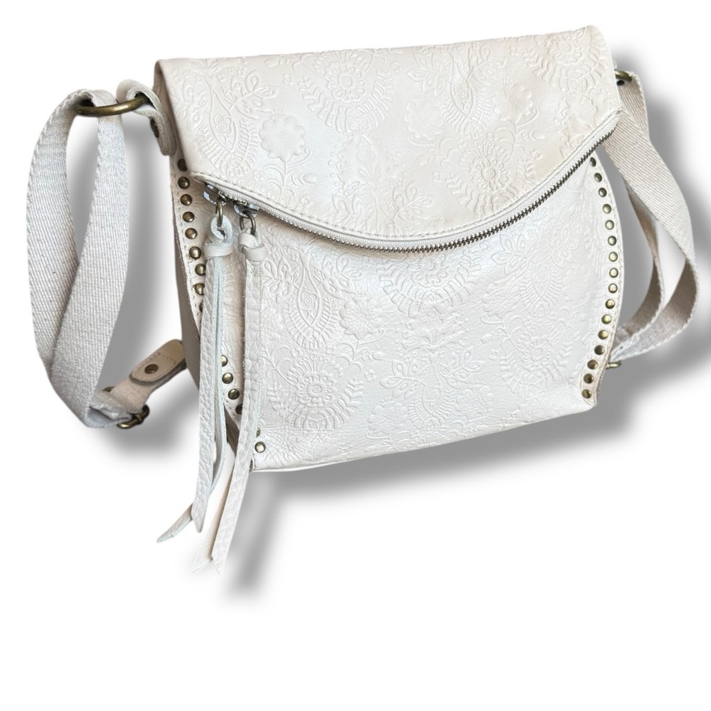 The Sak Silverlake Embossed Tooled Leather Crossbody Bag, Purse, White